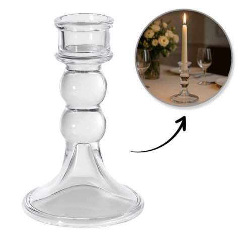 Świecznik dekoracyjny, szklany Glamour 12,5 cm - SW17