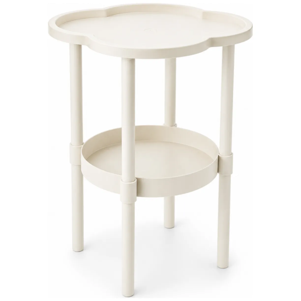 Mobilny stolik kawowy w kształcie koniczyny biały 37x37x46cm - obrazek 4