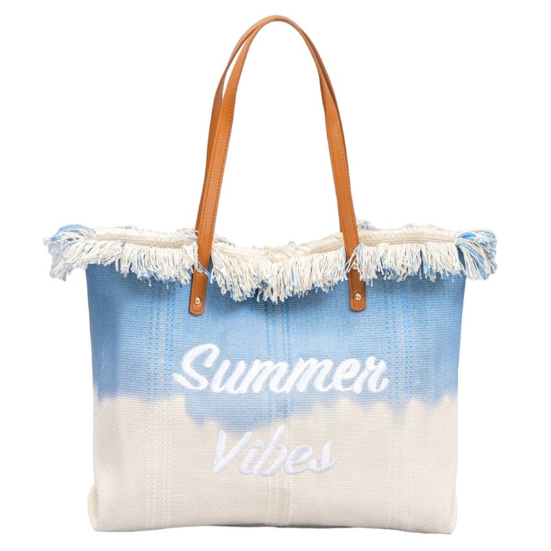 TORBA PLAŻOWA, Wakacyjna BOHO Z frędzlami niebieska ombre, na zakupy TP14N - obrazek 3