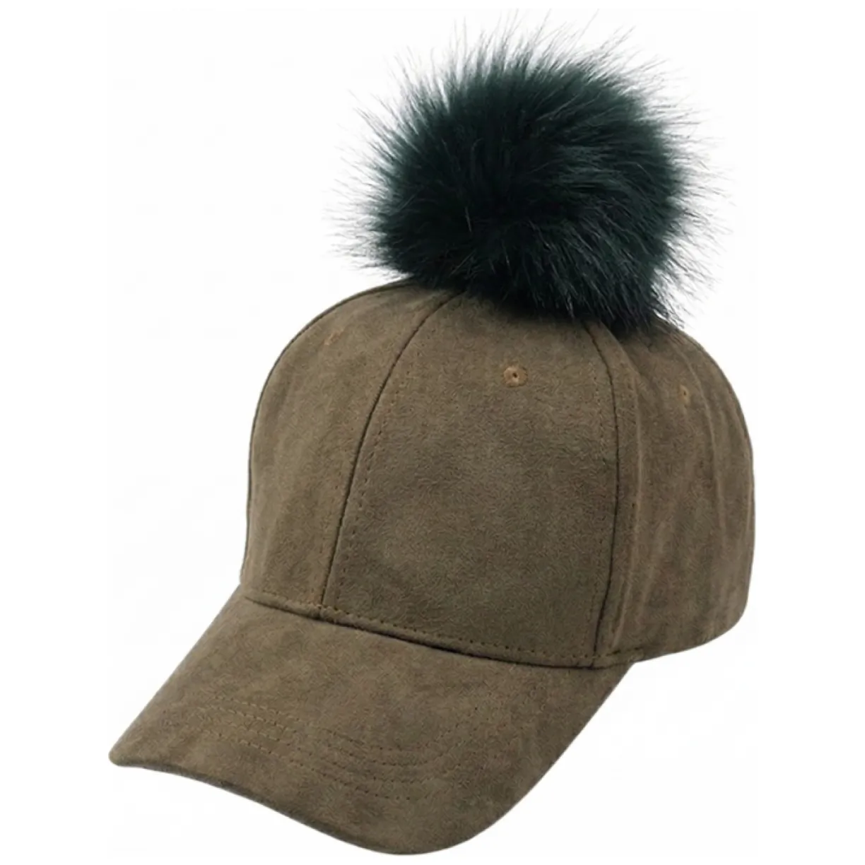 Czapka z daszkiem velvet z pomponem Military CZ13ZIE