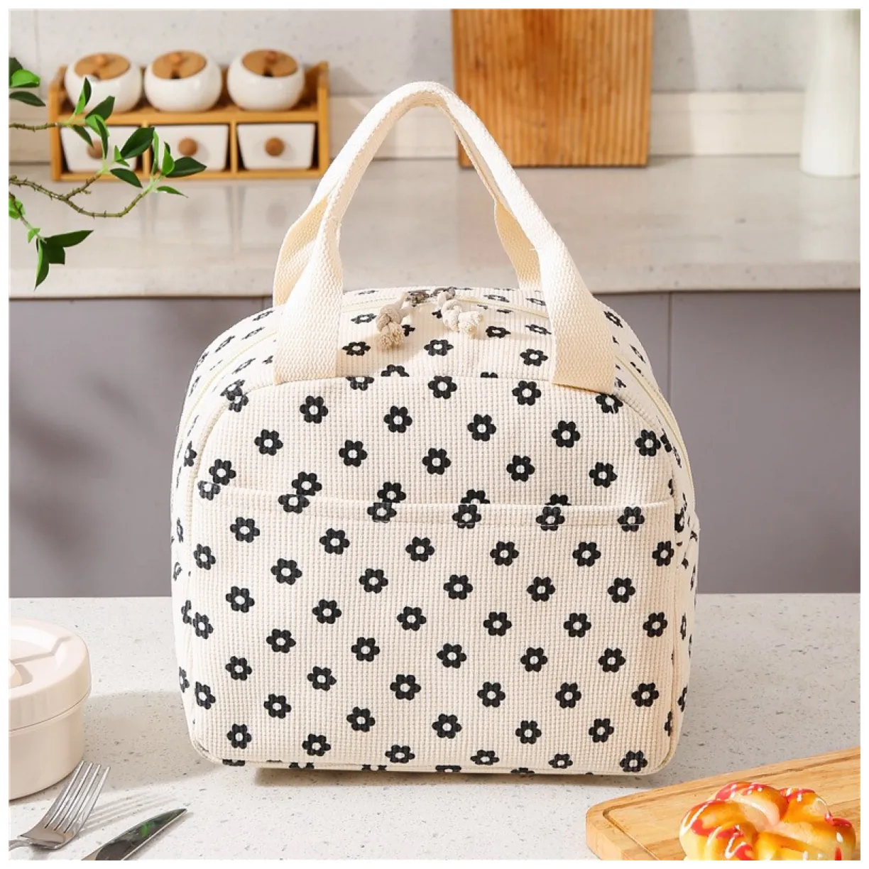 Torba termiczna do przenoszenia żywności LUNCH BOX stokrotki 26x21x18cm PJM45 - obrazek 2