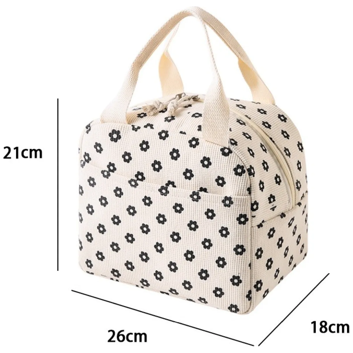 Torba termiczna do przenoszenia żywności LUNCH BOX stokrotki 26x21x18cm PJM45 - obrazek 3