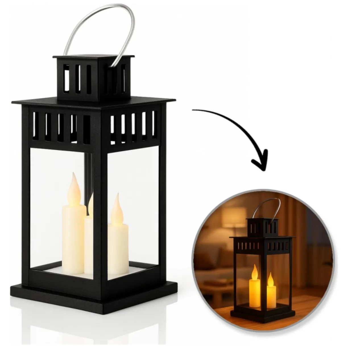 Lampion dekoracyjny LED z imitacją świecy 8 x 15 cm - LAMP57CZ