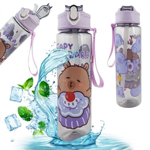 Butelka na wodę, bidon 800ml fioletowy, KAPIBARA BD56FIO