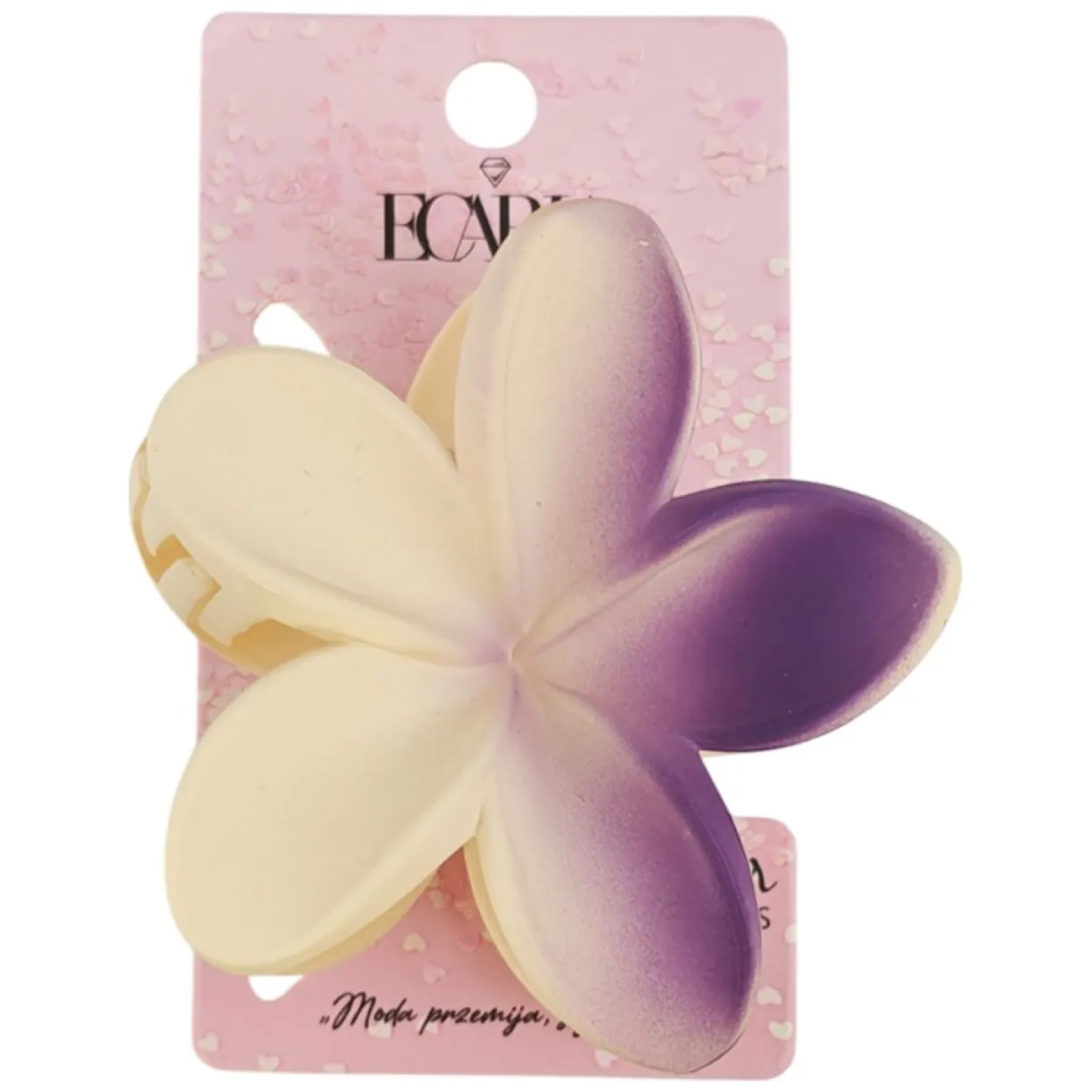 Spinka do włosów klamra XL kwiat OMBRE matowy kremowy z fioletem 7,5 x 8cm SP402 - obrazek 2