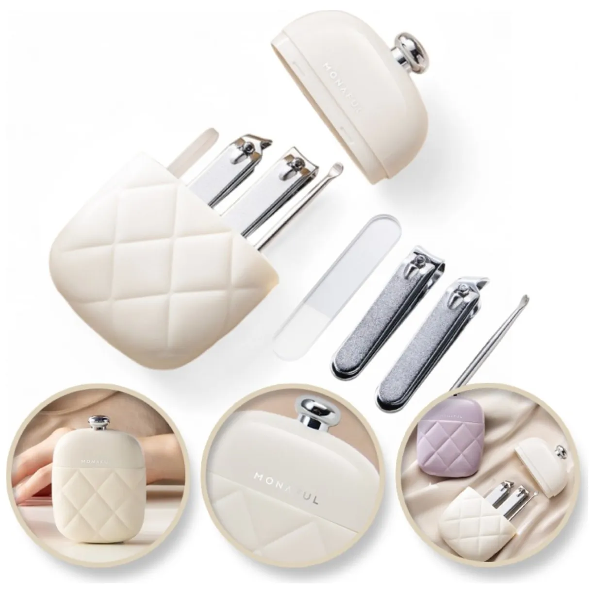 Zestaw akcesoriów etui do paznokci manicure kremowy 9,5cmx7cm AK10K
