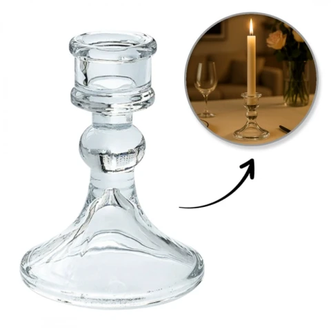 Świecznik dekoracyjny, szklany Glamour 10 cm - SW13