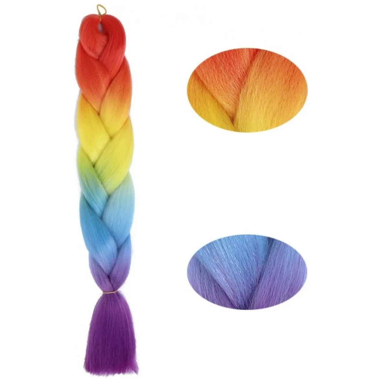Syntetyczne włosy kolorowe 120 cm gęste ombre - obrazek 2