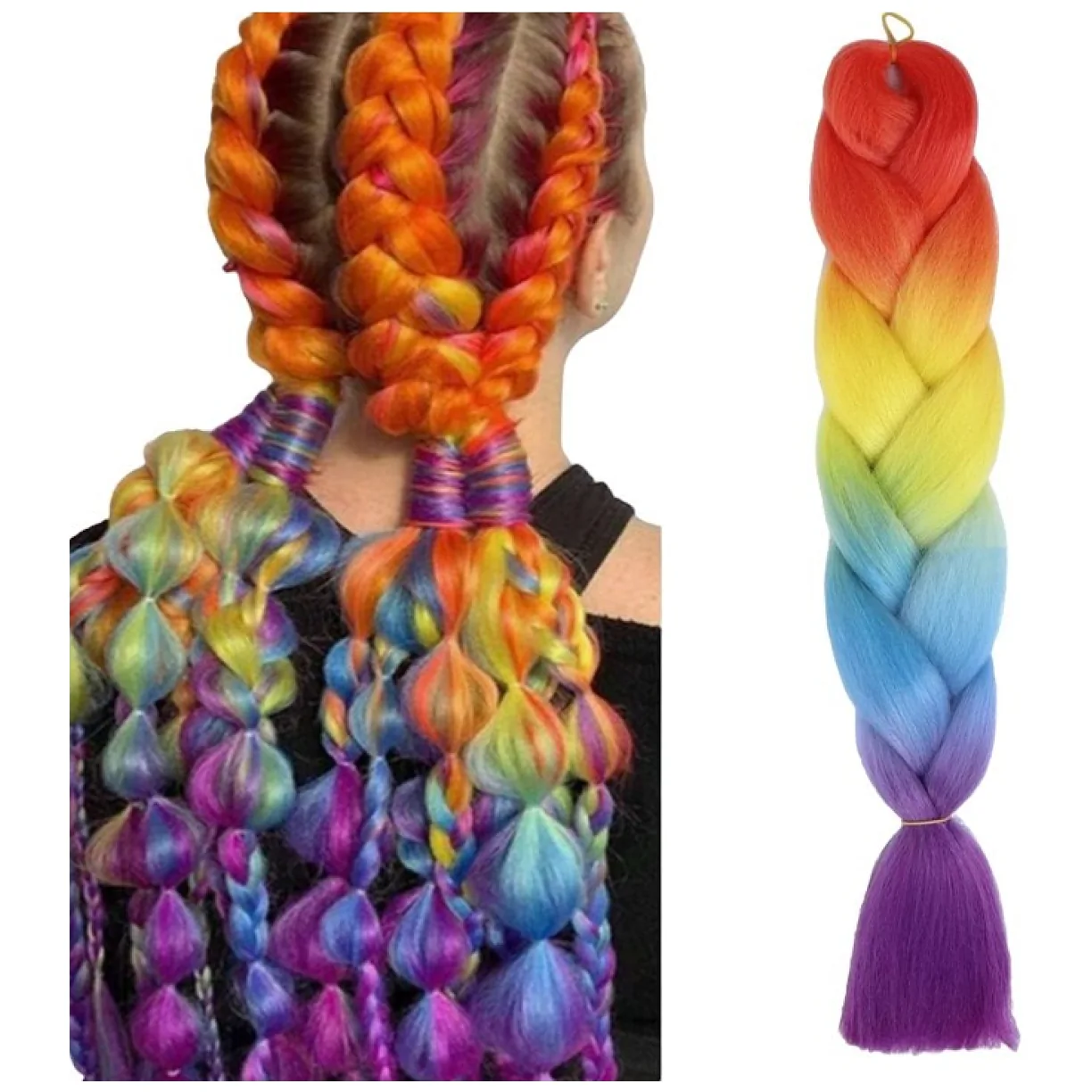 Syntetyczne włosy kolorowe 120 cm gęste ombre
