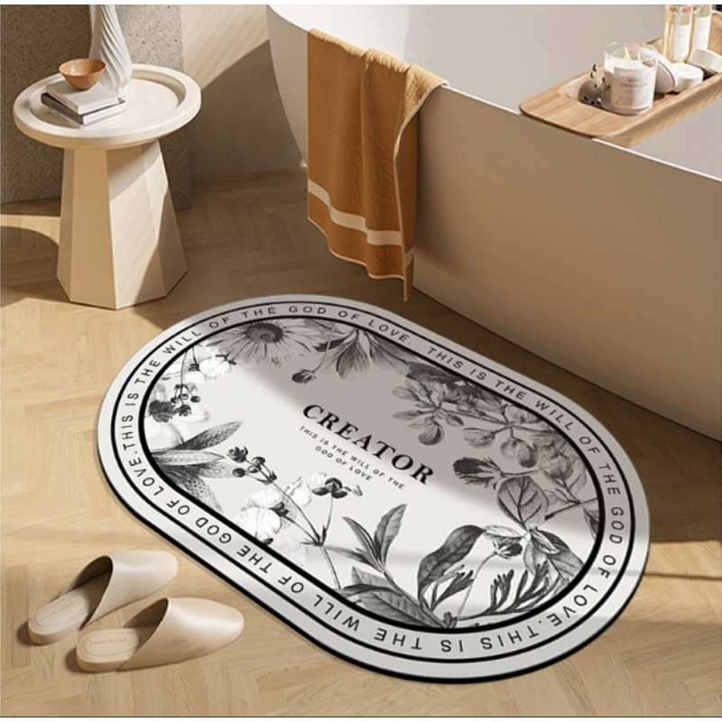 Dywanik łazienkowy wycieraczka kwiatowa vintage 60x90 cm DYW08 - obrazek 2