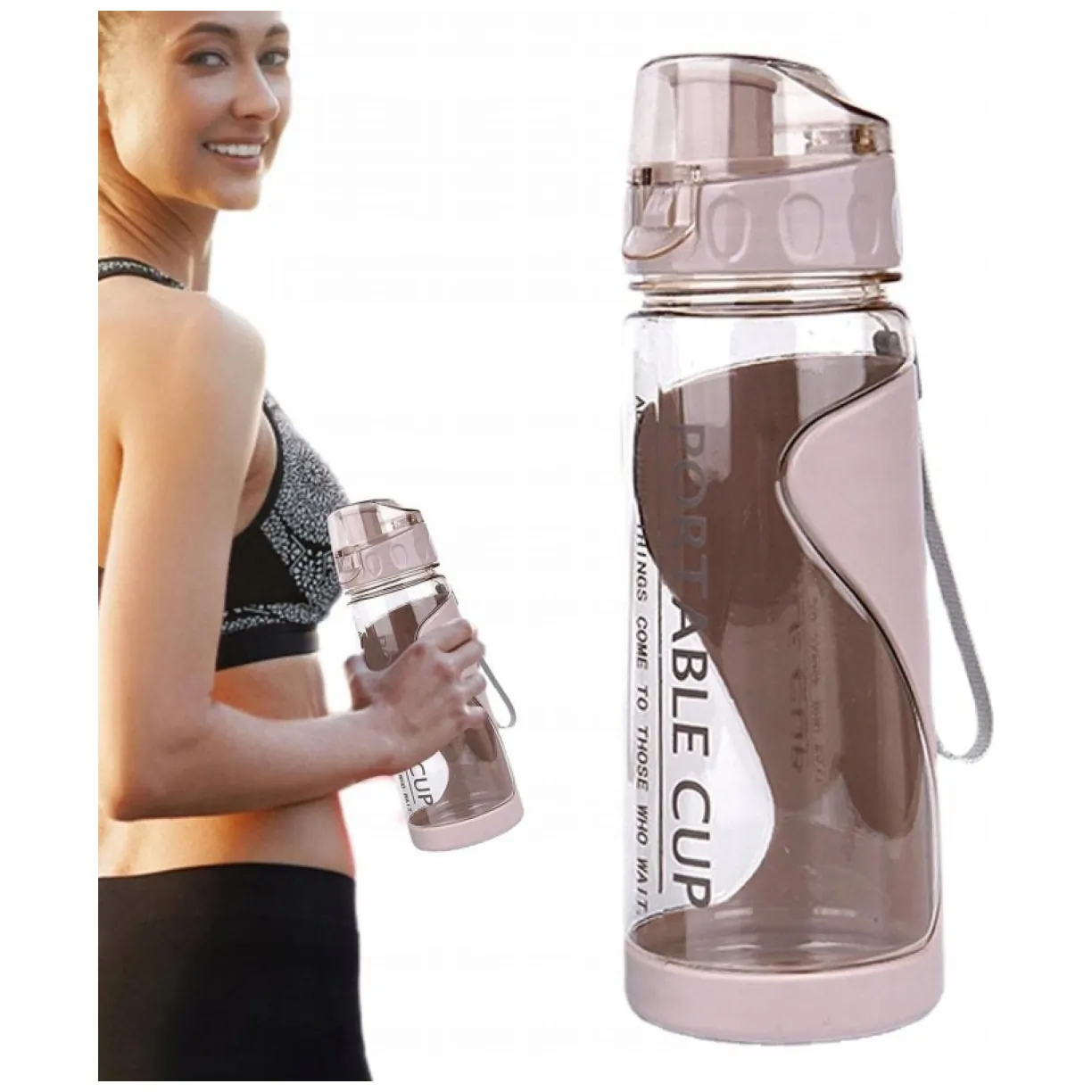 BUTELKA NA WODĘ BIDON NA SIŁOWNIĘ FITNESS 600ml przenośny mały BD02 - obrazek 4