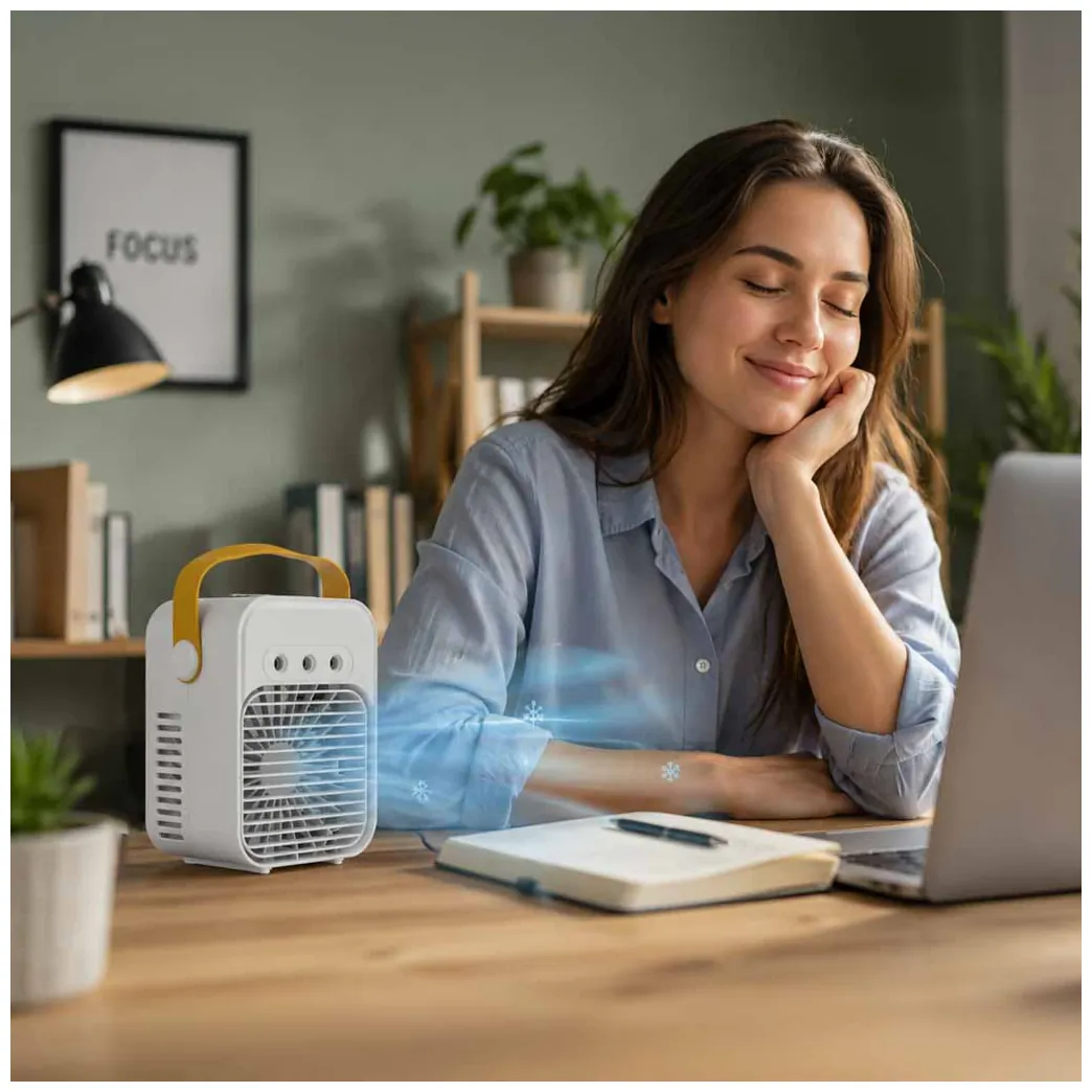 Klimator przenośny klimatyzer biurkowy mini klimatyzator na wodę 3w1 USB LED - obrazek 13