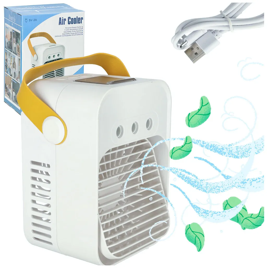 Klimator przenośny klimatyzer biurkowy mini klimatyzator na wodę 3w1 USB LED
