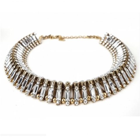 Kolia cristallo złoto, kryształy 3D N412Z