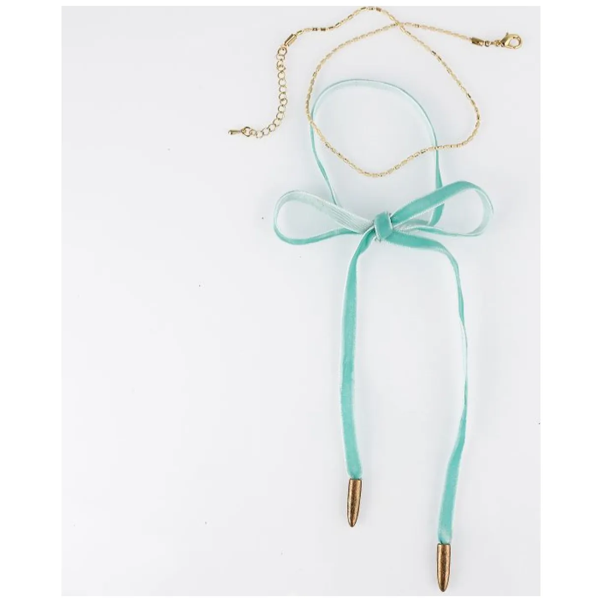NASZYJNIK CHOKER VELVET CHAIN - MIĘTOWY - obrazek 2