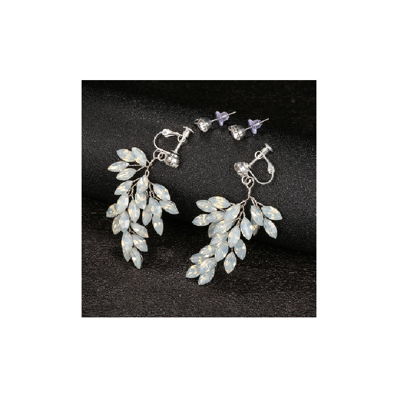 Kolczyki ślubne BOHO wizytowe wiszące z kryształkami stal szlachetna KOLS19 - obrazek 2