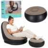 Fotel z podnóżkiem wypoczynkowy dmuchany sofa pufa pompka zestaw 2w1