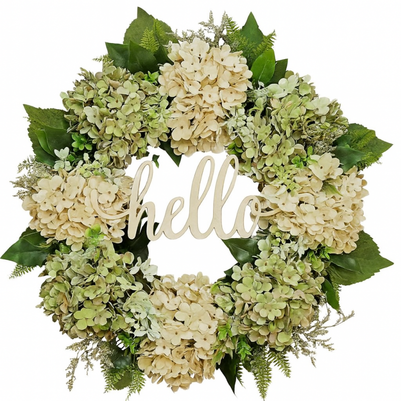 Girlanda, wianek ozdobny na drzwi, jesienny, HORTENSJE, napis HELLO WSN29 - obrazek 2