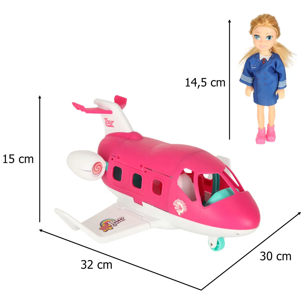 Samolot dla lalek różowy rozkładany ze stewardessą i akcesoriami - obrazek 9