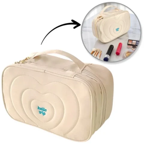 Kosmetyczka damska pikowana kuferek z rączką 24 x 9 x 15 cm KS132K