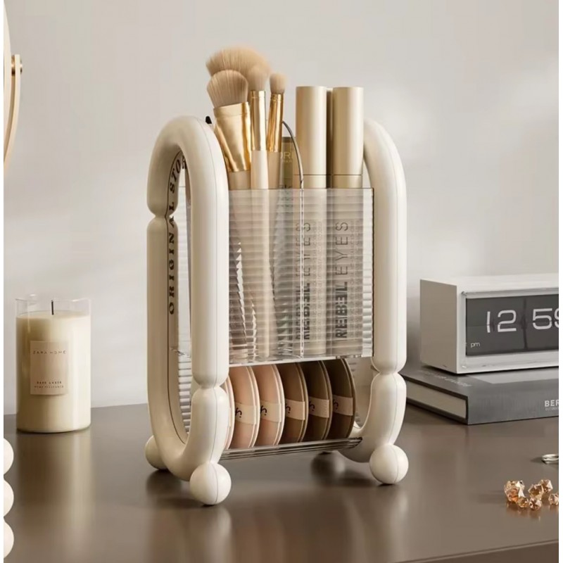 Organizer na pędzle, kosmetyki kremowy 20cm x 12cm CB59 - obrazek 2