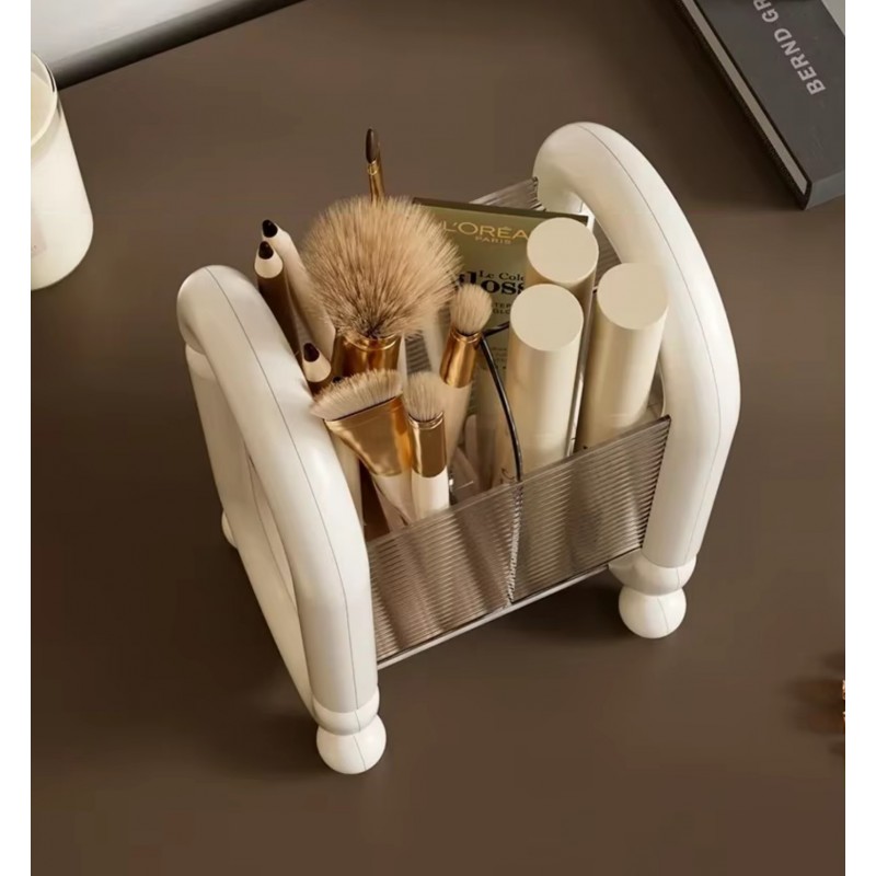 Organizer na pędzle, kosmetyki kremowy 20cm x 12cm CB59 - obrazek 3