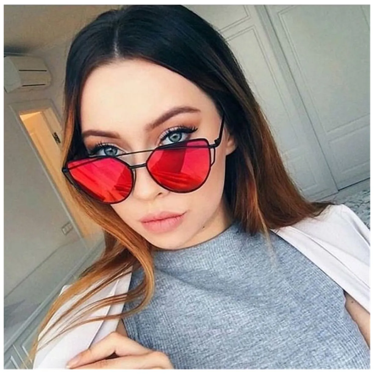 Okulary przeciwsłoneczne GLAM ROCK FASHION Lustrzanki Czerwone - obrazek 2