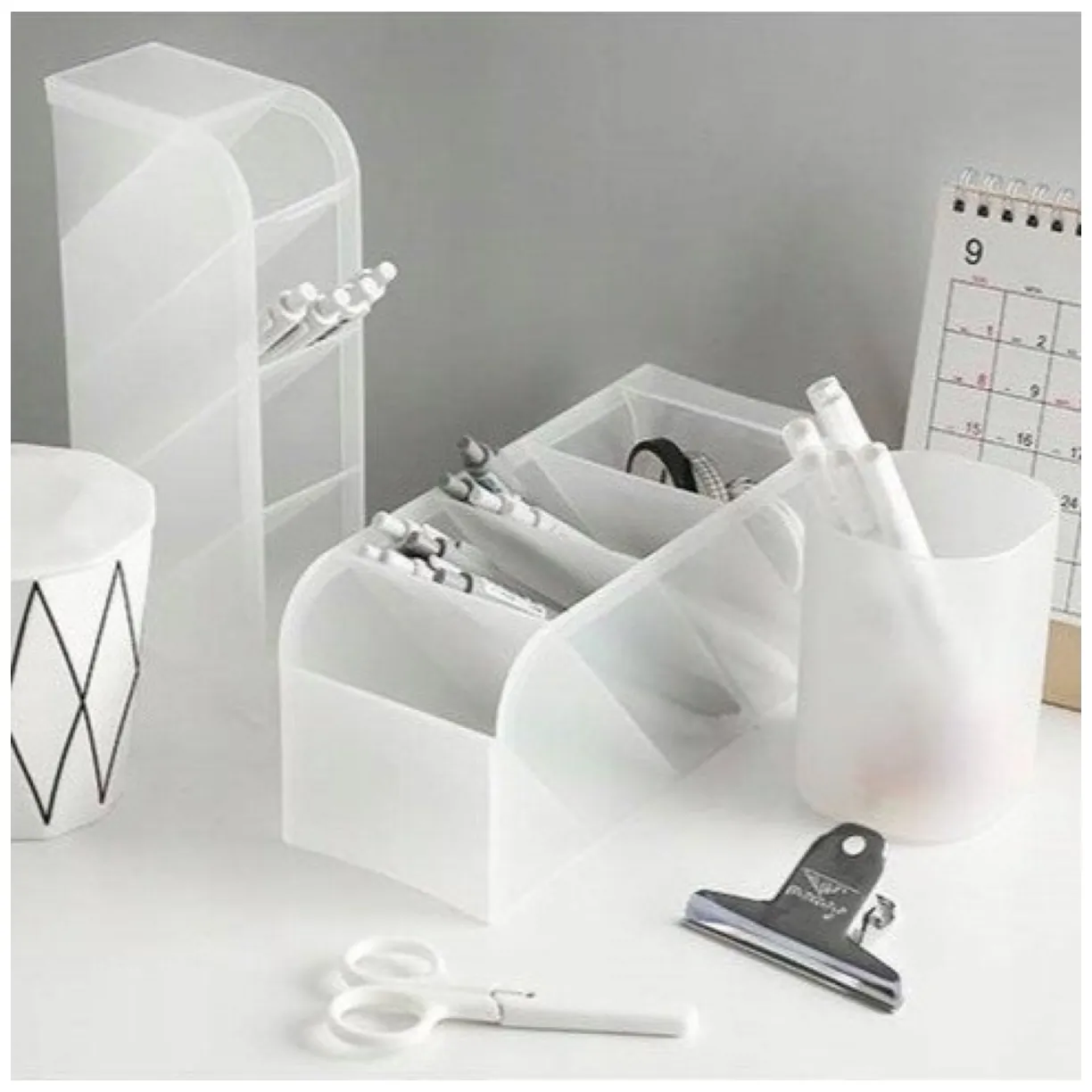 Wielofunkcyjny plastikowy organizer na biurko 7,4x20,3x9cm CB18B - obrazek 4