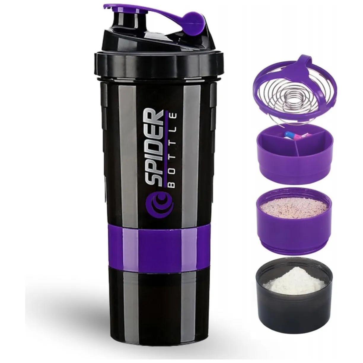 Shaker sportowy, bidon Twist Off do odżywki białkowej z sitkiem 500ML BD55FIO - obrazek 3