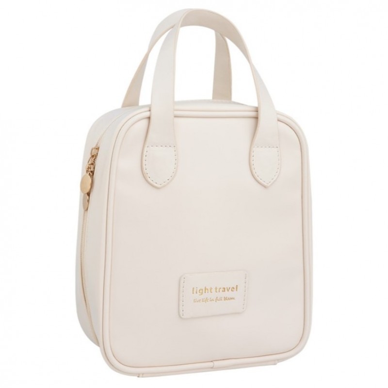 Kosmetyczka organizer na kosmetyki z rączką 17x7x19cm kremowa KS128B - obrazek 4