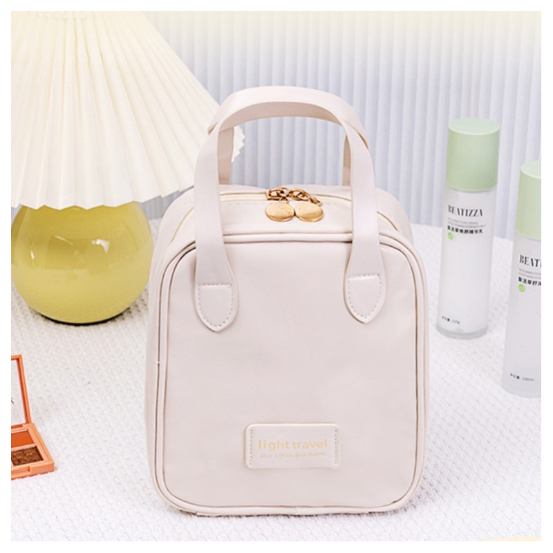 Kosmetyczka organizer na kosmetyki z rączką 17x7x19cm kremowa KS128B - obrazek 9