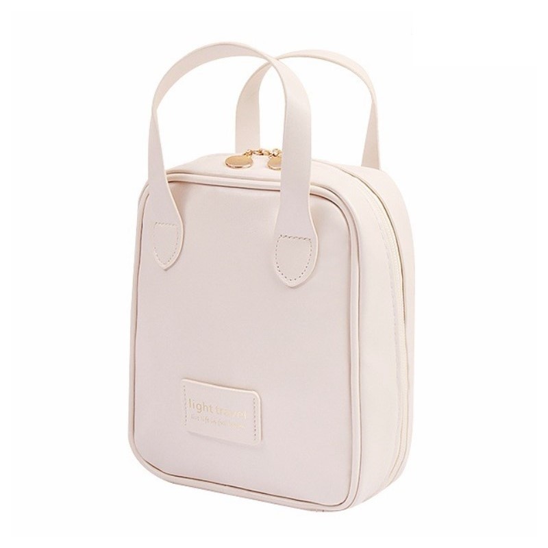 Kosmetyczka organizer na kosmetyki z rączką 17x7x19cm kremowa KS128B - obrazek 10