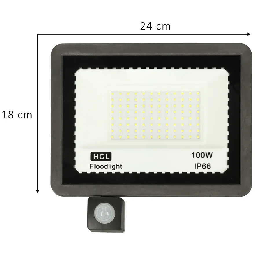 Reflektor LED 100W z czujnikiem ruchu IP66 biała zimna na zewnątrz - obrazek 9