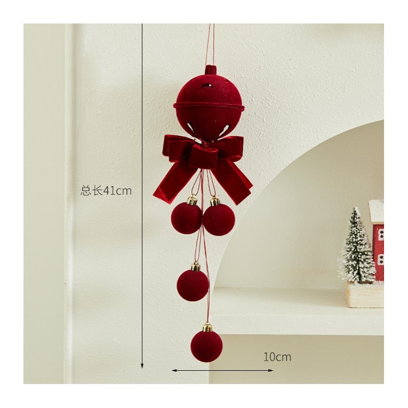 Zawieszka na choinkę, dzwoneczek z kokardą i bombkami, 1 sztuka 34cm WOZ49 - obrazek 4