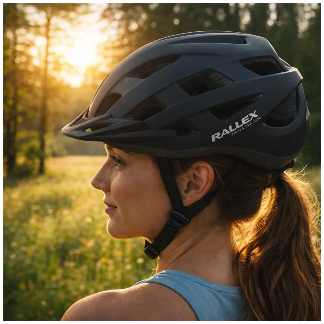 Kask rowerowy na rower RALLEX damski męski regulowany czarny L 58-62cm - obrazek 6