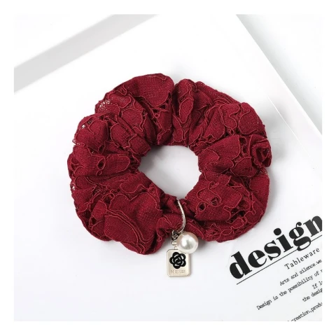 Gumka do włosów frotka bordo koronka GUM17BOR