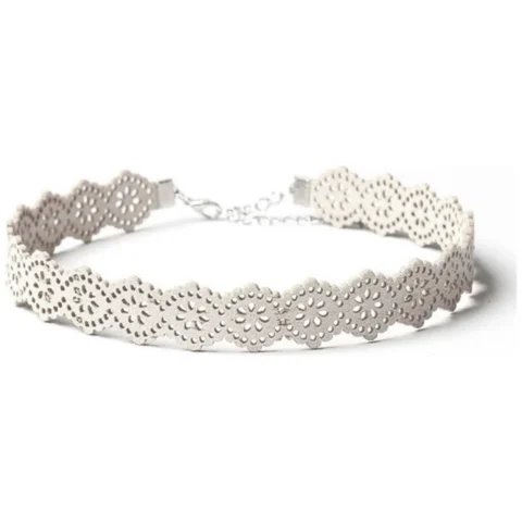 NASZYJNIK CHOKER AŻUROWY - BIEL N318B