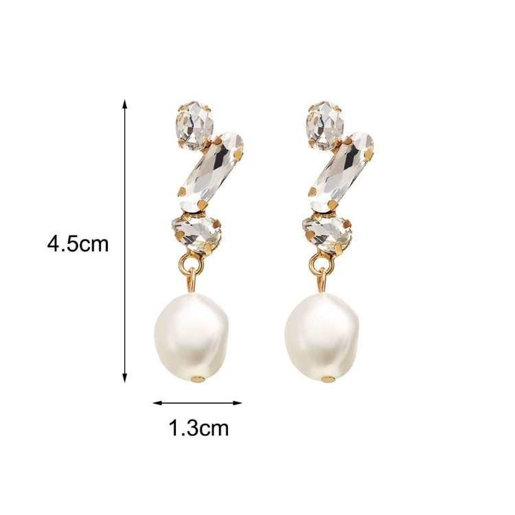 Kolczyki wiszące perły kryształ K1163 - obrazek 2