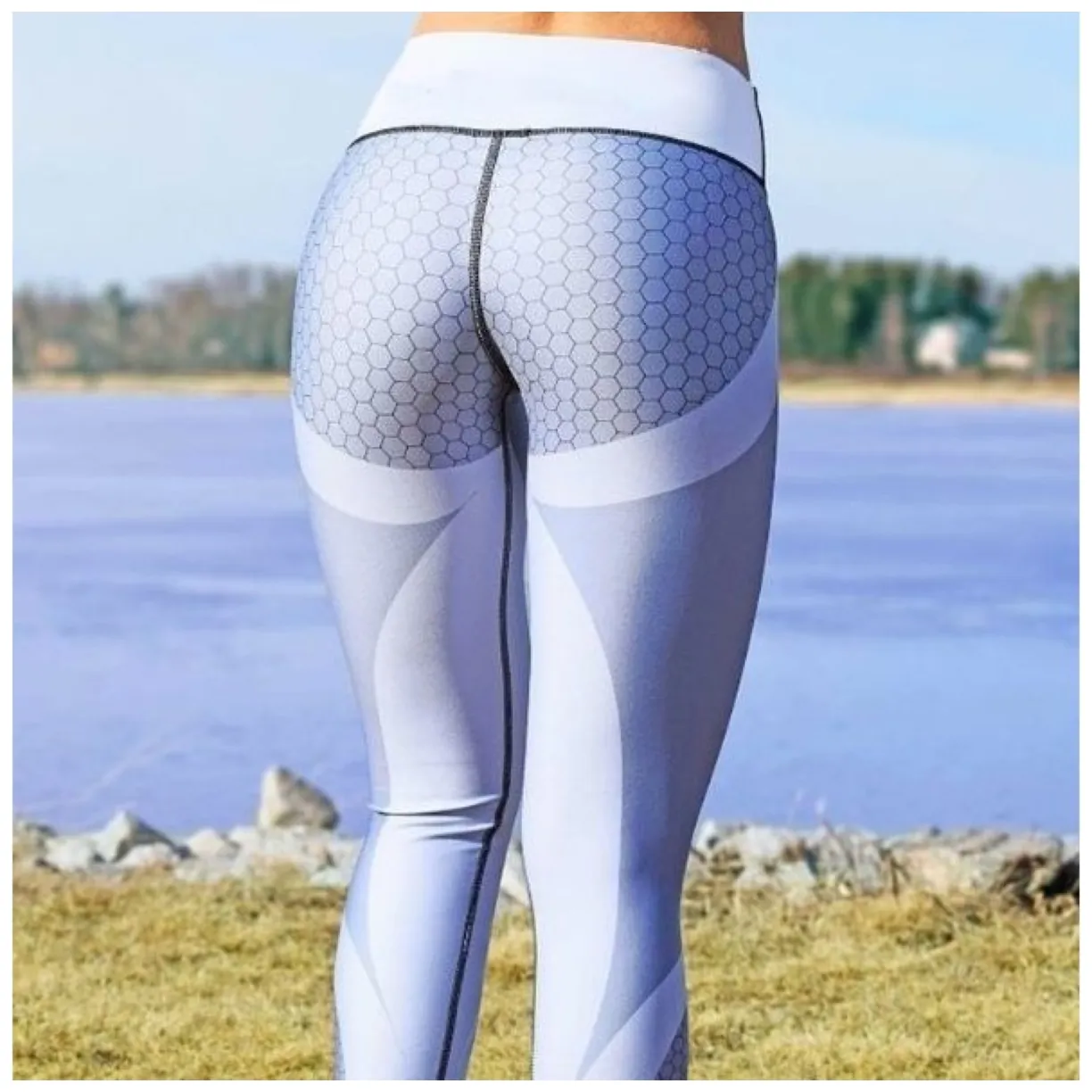 Sportowe Legginsy Fitness Trening Szare L LEG21L - obrazek 6