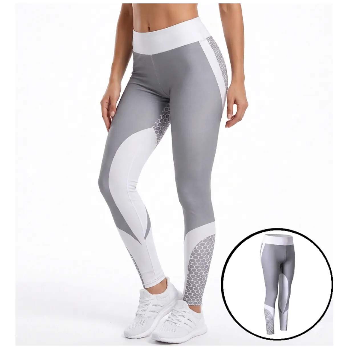 Sportowe Legginsy Fitness Trening Szare L LEG21L