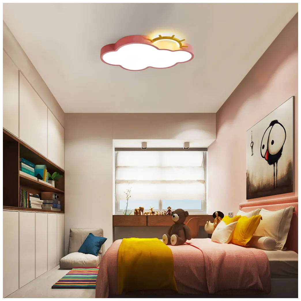 Lampa LED sufitowa plafon do pokoju dziecięcego ściemniana + pilot chmurka różowa - obrazek 11