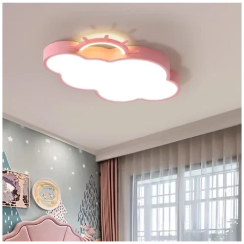 Lampa LED sufitowa plafon do pokoju dziecięcego ściemniana + pilot chmurka różowa