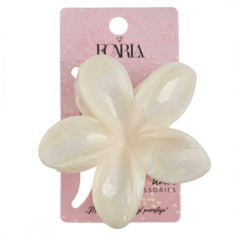 Spinka do włosów klamra XL kwiat, marmurek kość słoniowa 7,5 x 8cm SP407 - obrazek 2