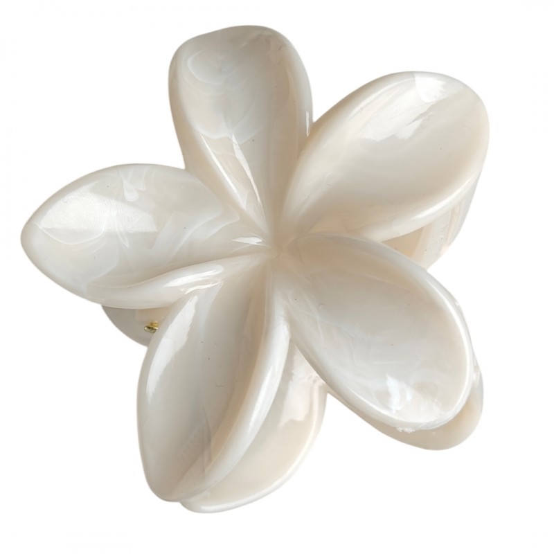 Spinka do włosów klamra XL kwiat, marmurek kość słoniowa 7,5 x 8cm SP407 - obrazek 5