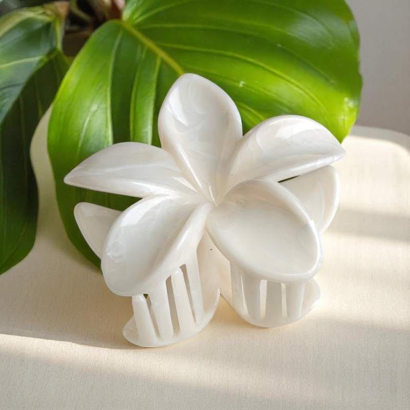 Spinka do włosów klamra XL kwiat, marmurek kość słoniowa 7,5 x 8cm SP407 - obrazek 6