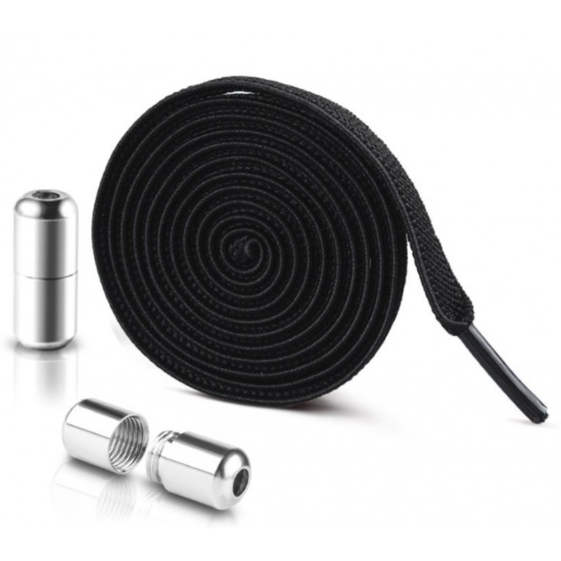 Sznurówki do butów elastyczne bez wiązania 2szt czarne SDB01CZ - obrazek 2