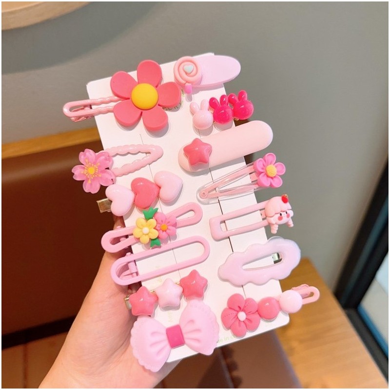 Zestaw pakiet 14w1 spinek wsuwek do włosów, kwiatki, kokardka róż SP411 - obrazek 3