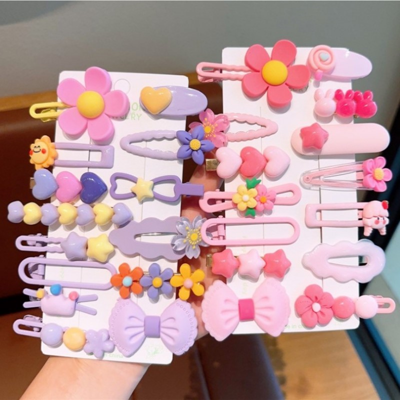 Zestaw pakiet 14w1 spinek wsuwek do włosów, kwiatki, kokardka róż SP411 - obrazek 4