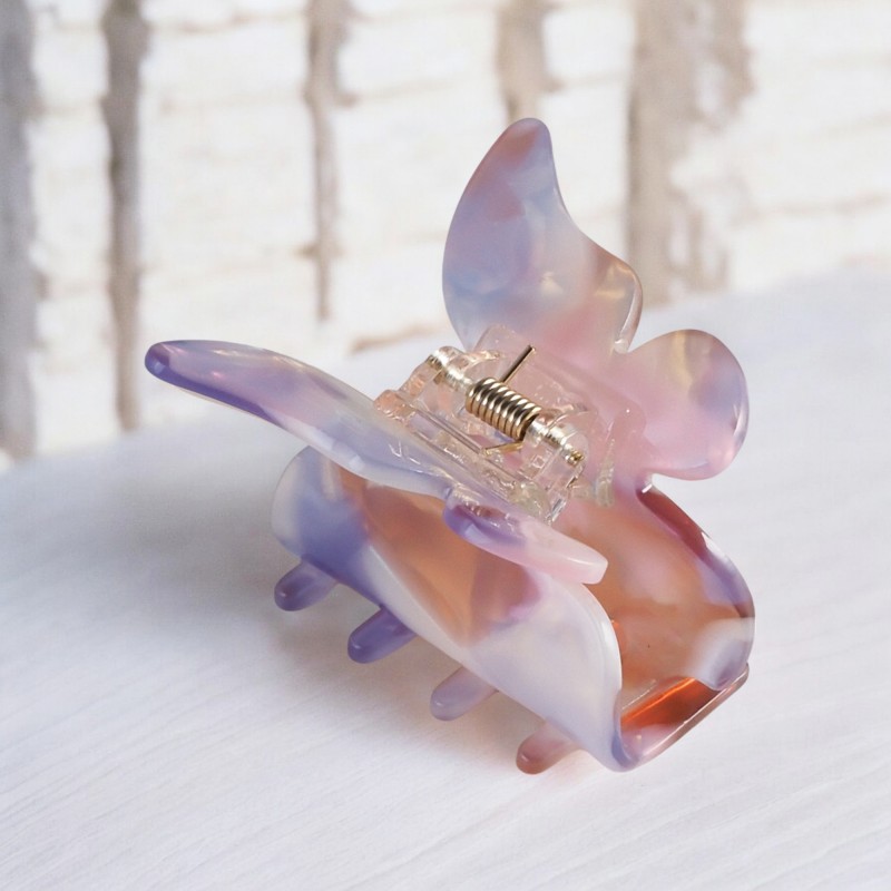 Spinka do włosów, klamra motylek różowy 4 cm SP340R - obrazek 3