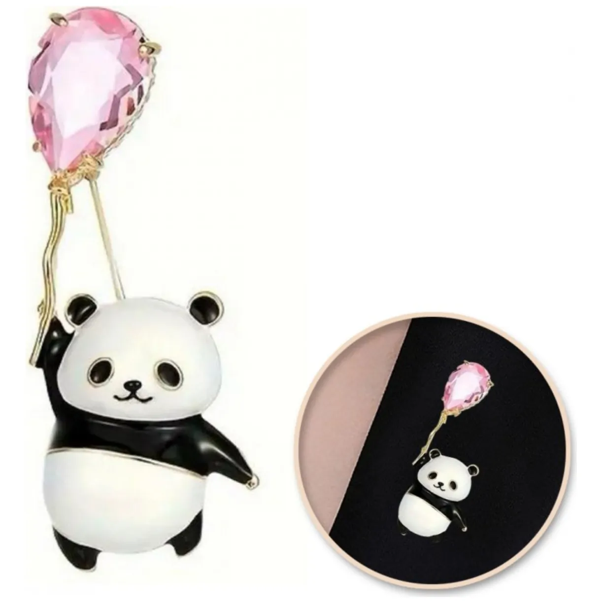 Broszka ozdobna Panda z kryształowym balonikiem BZ200